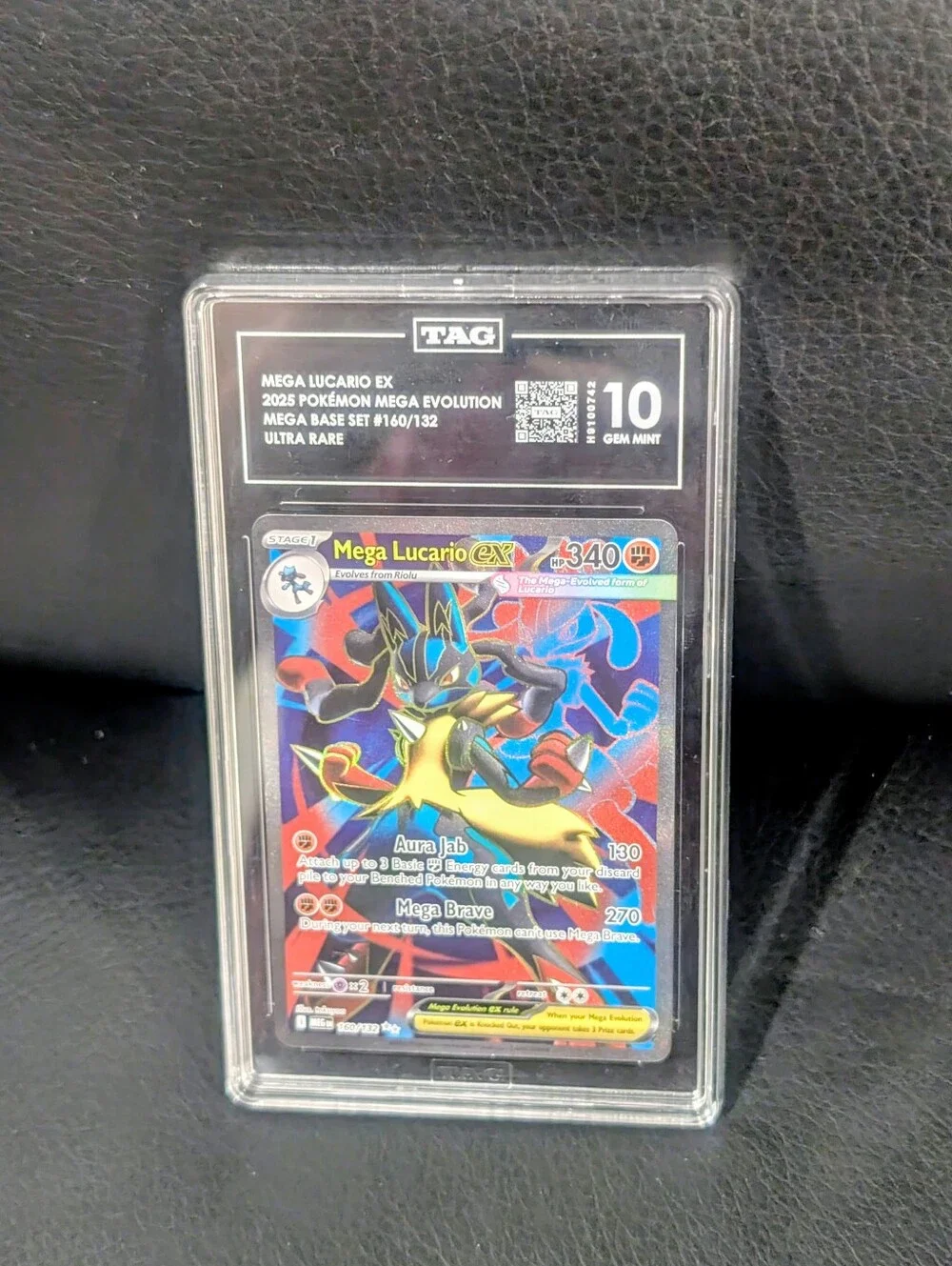 Mega Lucario EX #160/132 Tag Gem Mint 10 Mega Evolution Graded Pokemon Card